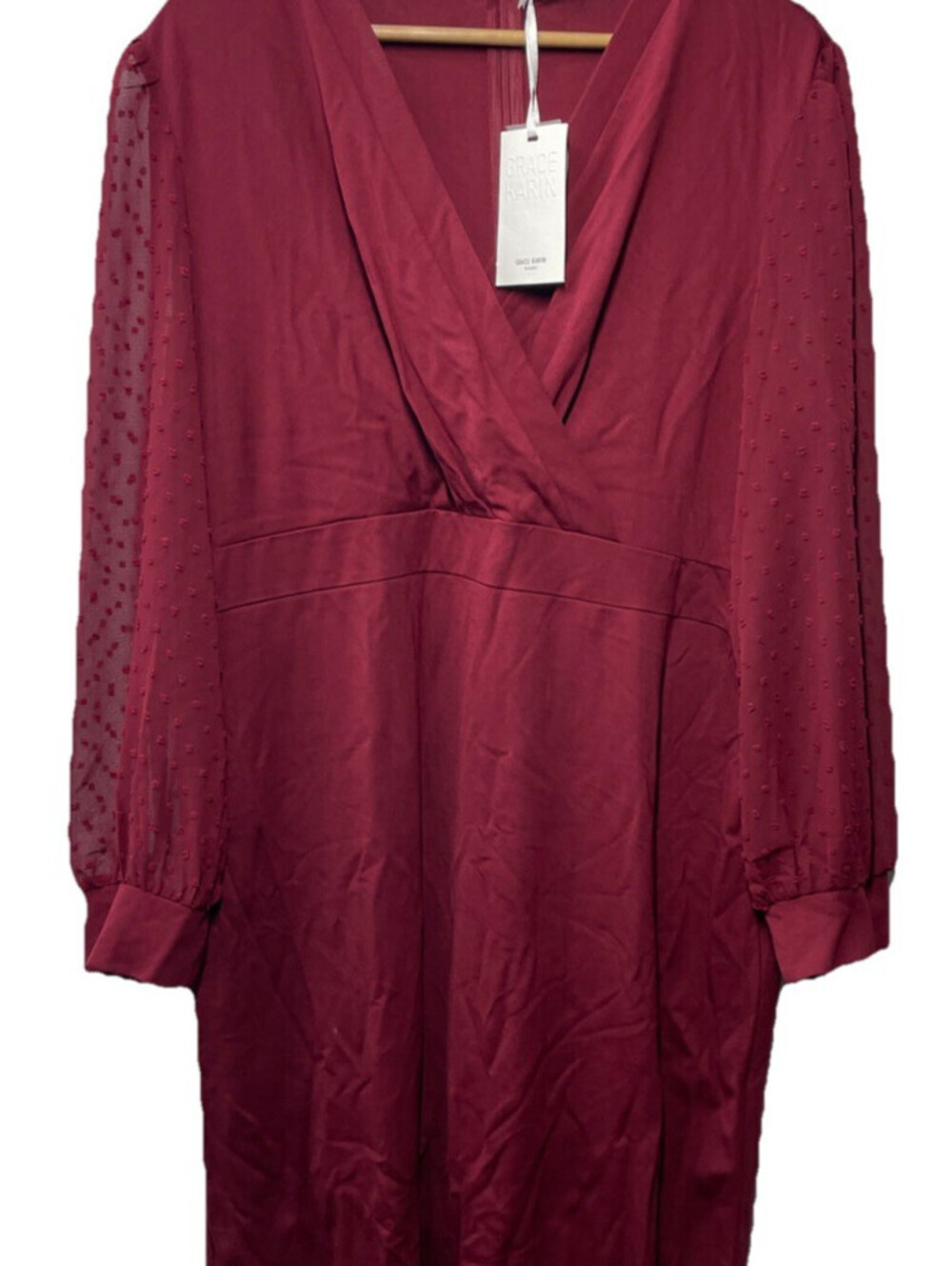 GRACE KARIN Women's Pencil Work Dresses Long Sleeve Wrap Size 3XL Red V-neck